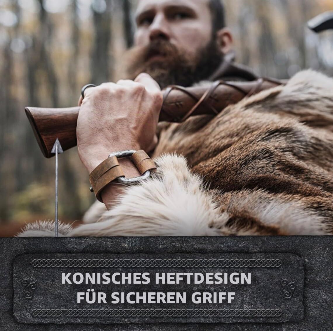 24" Wikinger Axt handgeschmiedete-Streitaxt mit Axtkopf aus 1095 Kohlenstoffstahl und Teakholzschaft mit handgravierten nordischen Runen