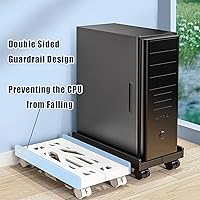 Vista 5 de BYMECOST Soporte de torre ajustable para computadora, soporte de PC para CPU móvil con 4 ruedas giratorias que se adapta a la mayoría de PC debajo