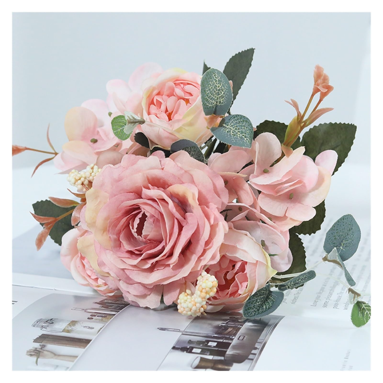 Z4T8M2K6G5 Artificial floral arrangement Beautiful Roses Artificial Flowers For Home Wedding Decorations Bouquet Fake Flower(E)