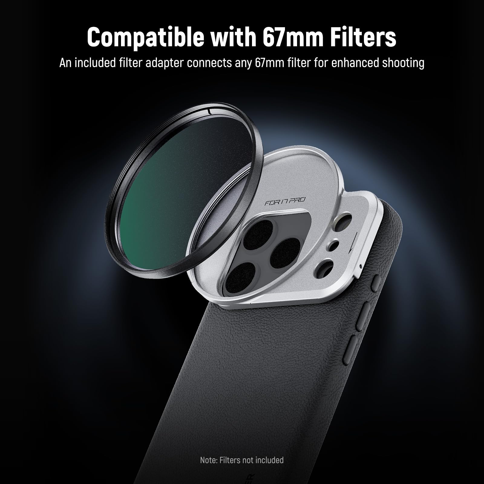 NEEWER Etui na telefon komórkowy 17 Pro, modułowe, TPU/PC, etui na telefon komórkowy z filtrem gwintowanym 67 mm, tylną płytką obiektywu 17 mm, adapter obiektywu T, etui na telefon kompatybilne z