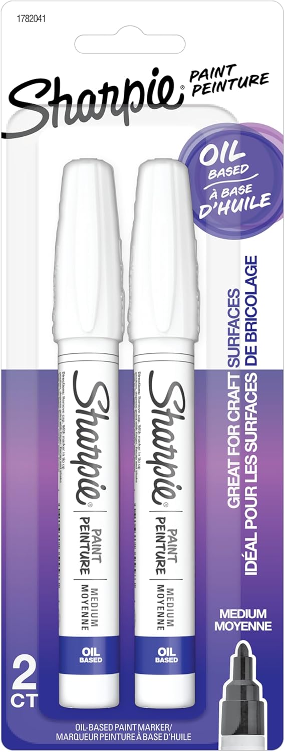 Sharpie Oil-Based Paint Marker, Medium Point, White, 12 Count - Great for Rock Painting