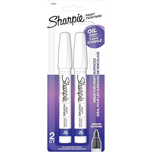 Sharpie Oil-Based Paint Markers, Medium Point, White, 2 Count - Great for Rock Painting, Posters, Arts & Crafts, Window Art