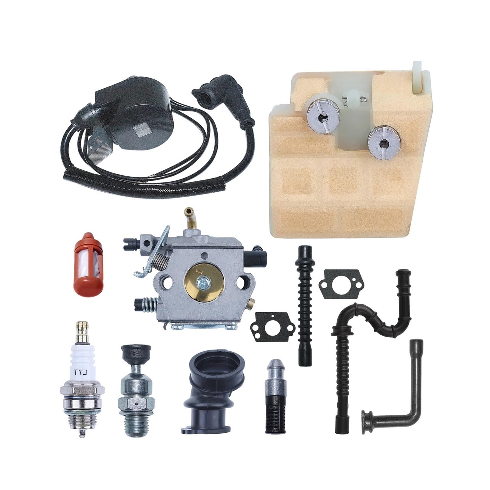 Accesorios para cortacésped Bujía de Bobina de Encendido de carburador for S-ihl MS260 026 MS240 024 Kit de línea de Impulso de Filtro de Combustible y Aire