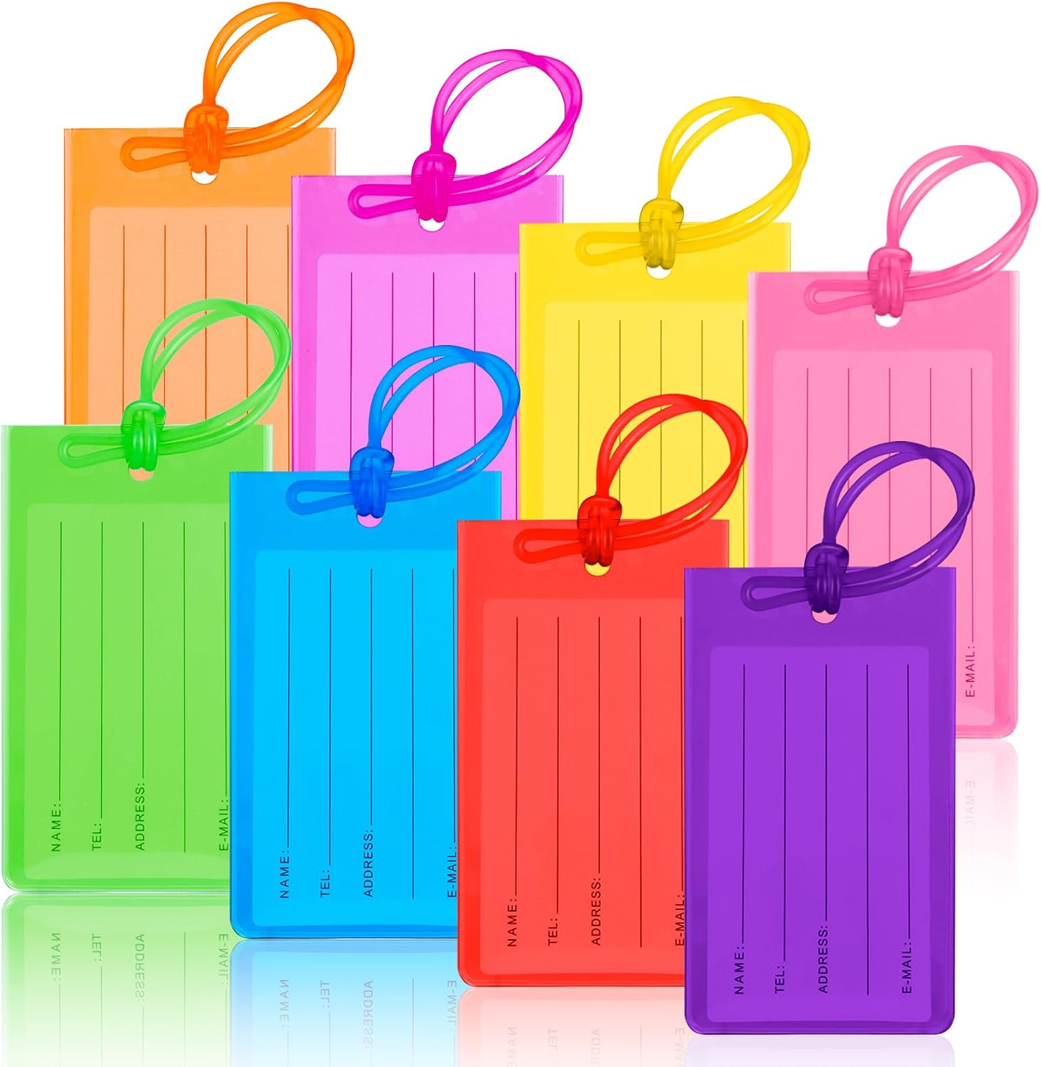 GAOHUI 8PCS Luggage Tags for Suitcases with ID Card, Suitcase Tags Personalised Luggage Labels with String for Travel Bag, Checked Luggage, Suitcases, Laptop Bags, Backpacks