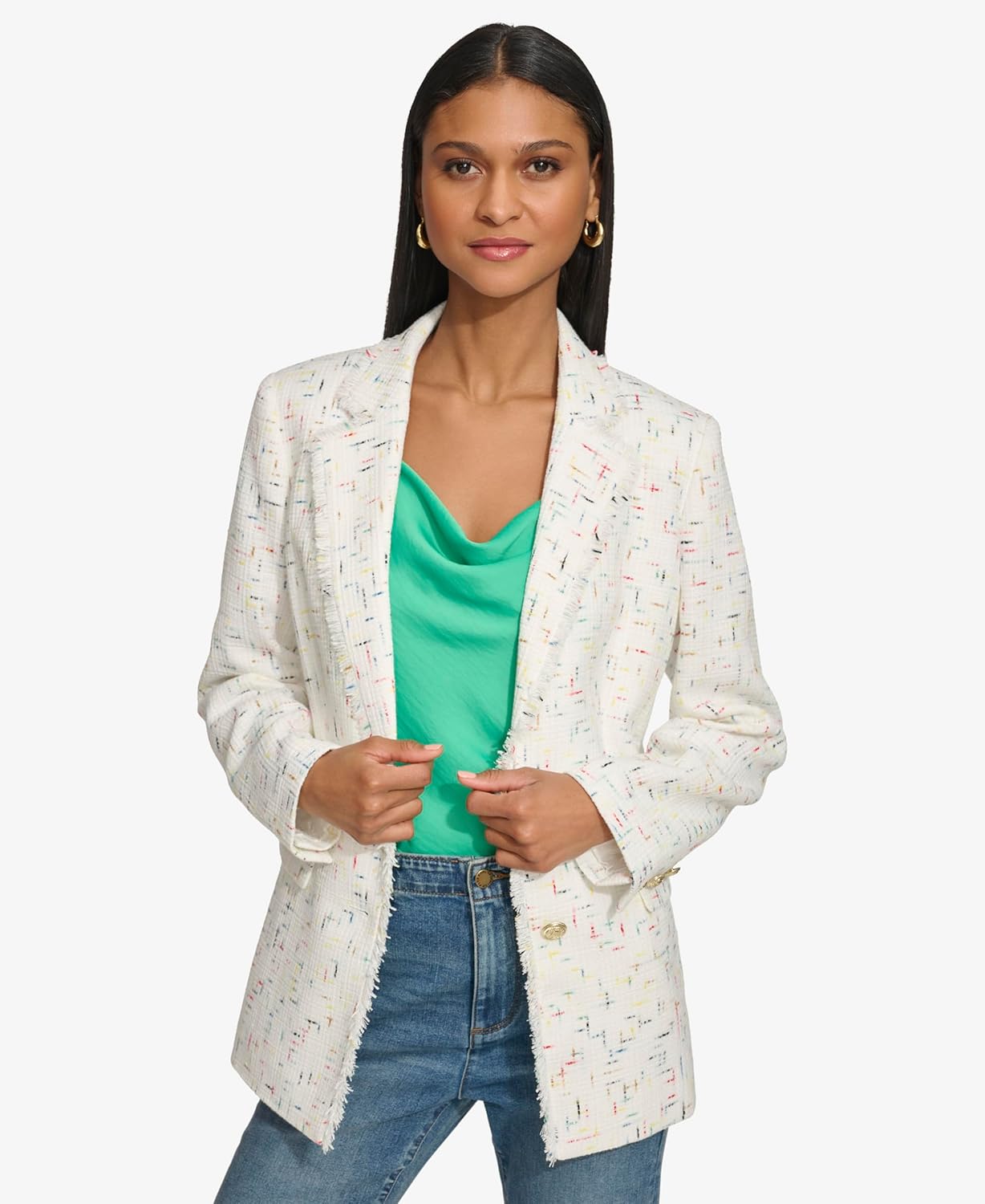 Karl Lagerfeld Womens Tweed Fashion Blazer - Image 2