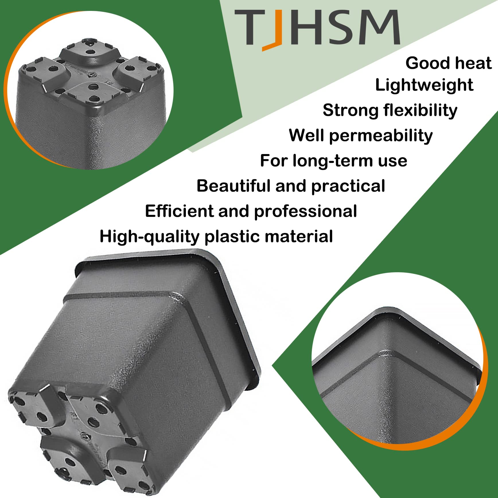 TJHSM Outdoor Plastic Planter Nursery Pots - 10 Pcs 10 Gallon Round Black Nursery Pots for Plants with Drainage Hole