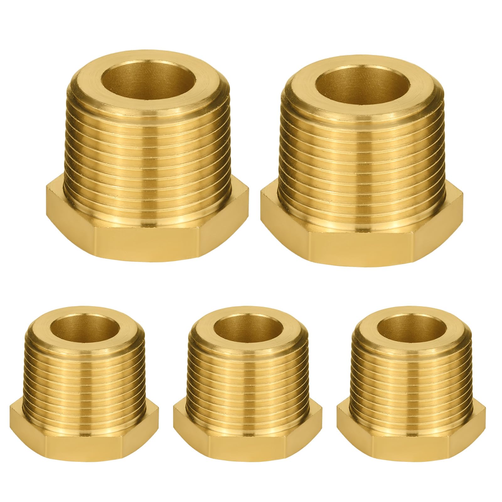 EFIELD - Buje hexagonal reductor de latón de 3/4 pulgadas MNPT x 3/8 pulgadas FNPT roscado, adaptador de tubo de manguera (5 unidades)