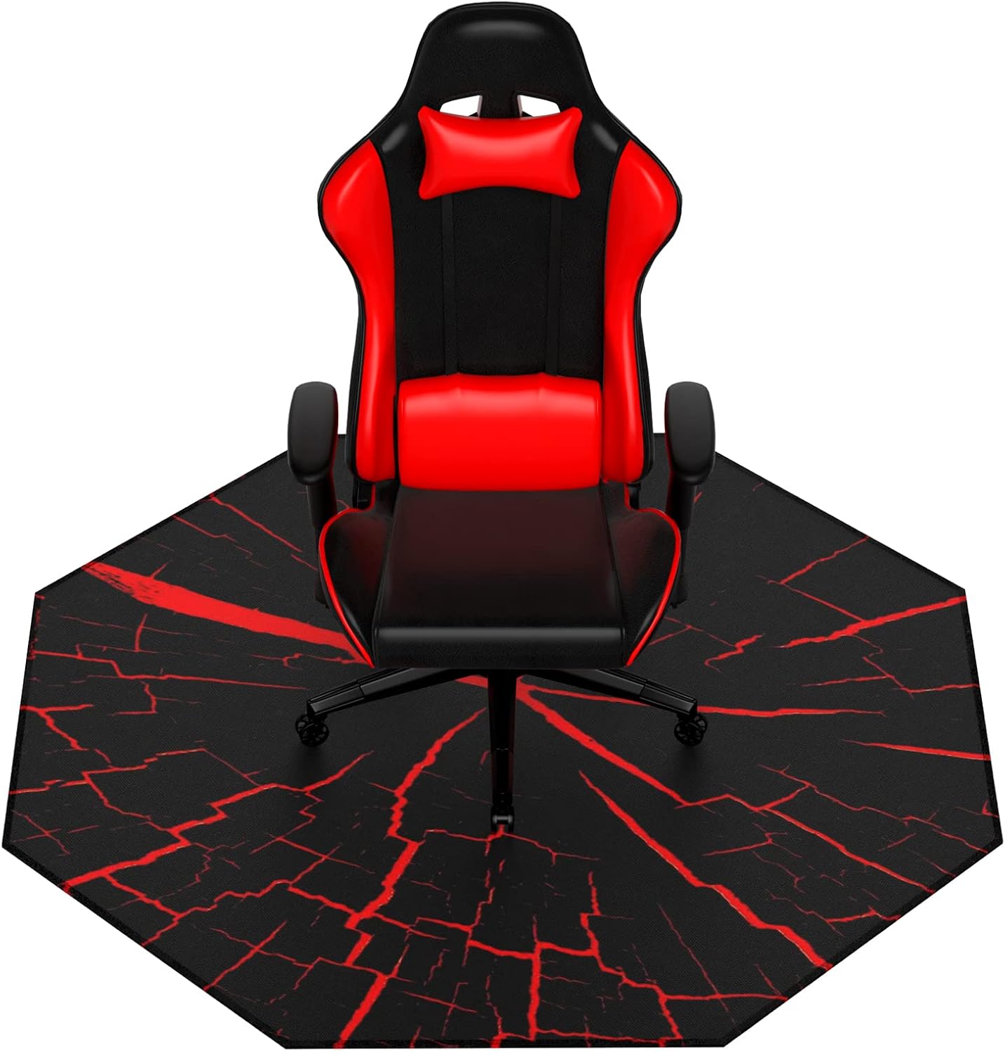 51" X 51" Large Gaming Chair Mat, Natural Rubber Computer Chair Mat for Hardwood Floor, Game Floor Mat Protector for Wood Floor, Soft/Non-Slip/Scratch-Resistant & Washable (Octagon-Crack)