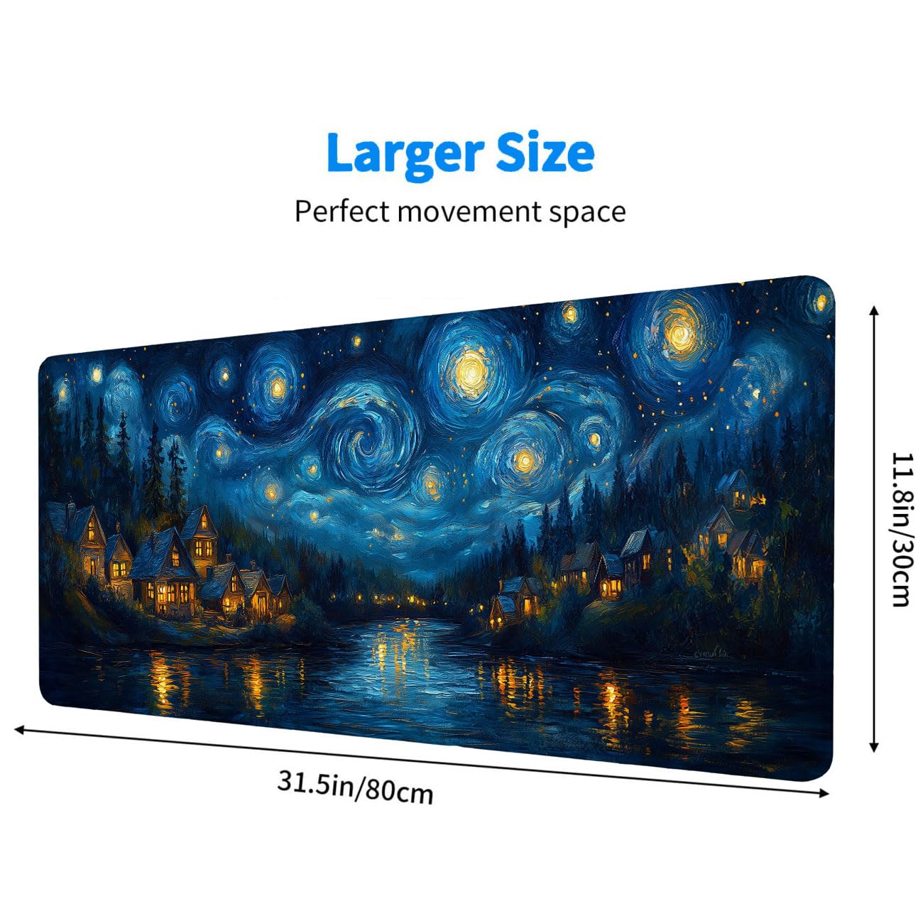 Tapis de souris de jeu magique avec bords cousus, base en caoutchouc imperméable et antidérapant, 80 x 30 cm