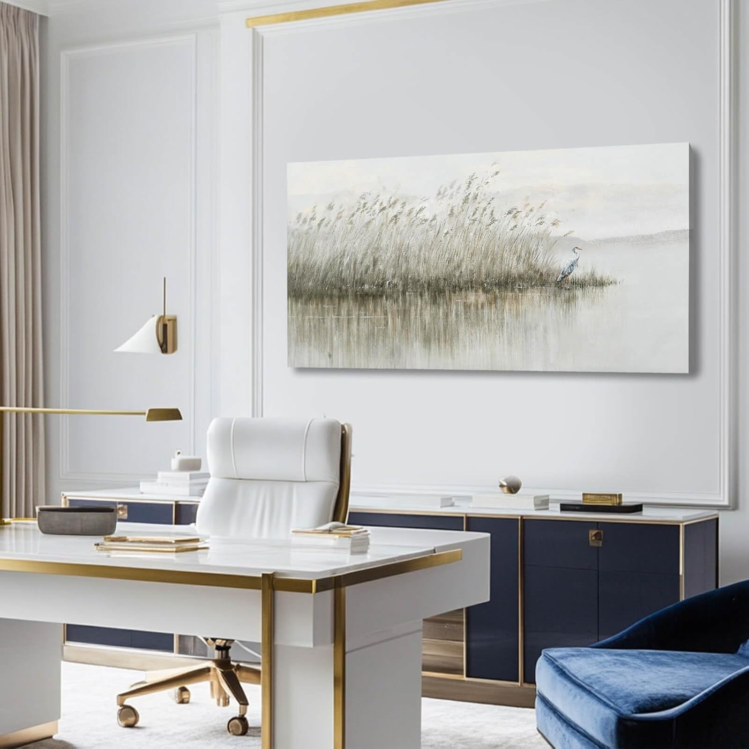 Home Decor White Abstract Wall Decor Large Framed Canvas Wall Art for Living Room Gold Painting White Wave Contemporary Art for Bedroom 29x58 Inch Home Decor White Abstract Wall Decor Large Framed Canvas Wall Art for Living Room Gold Painting White Wave Contemporary Art for Bedroom 29x58 Inch