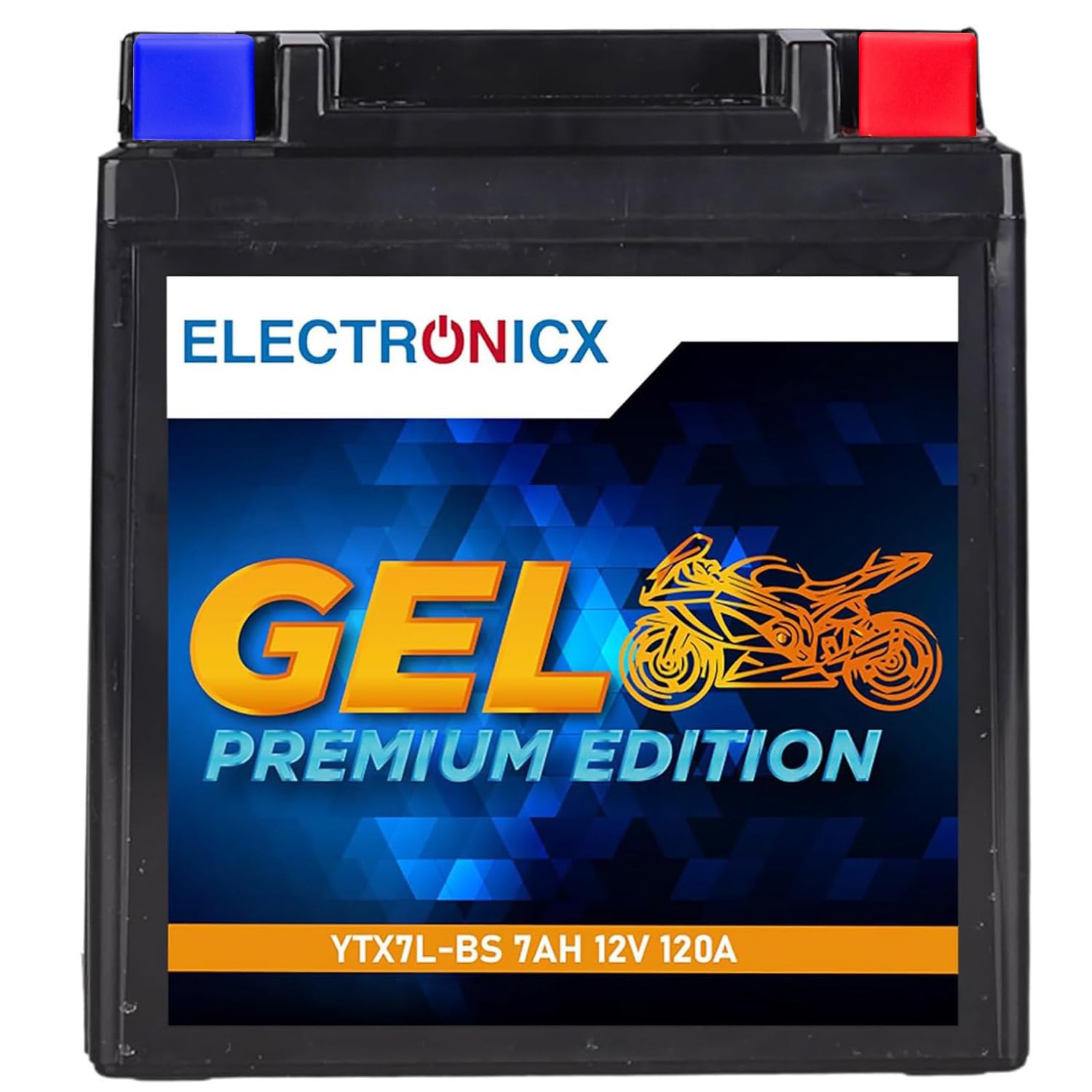 Electronicx, GEL, Motorrad batterie YTX7L-BS - 12V 7Ah 120A – wartungsfreie, kompakte, vibrationsfeste, versiegelte und auslaufsichere Starterbatterie mit Gel-Technologie - Für Roller, Mofa und ATV