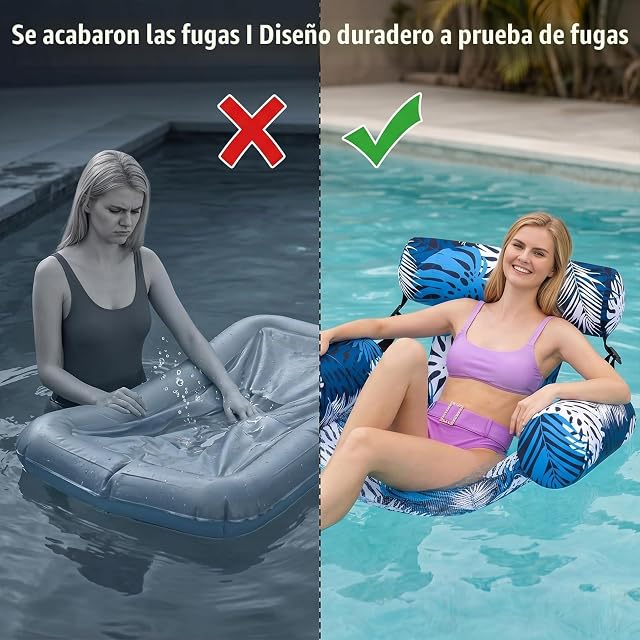 Foto 6 de 8 de Colchón inflable de aire para piscina de agua para adultos y tumbona de agua 2 en 1