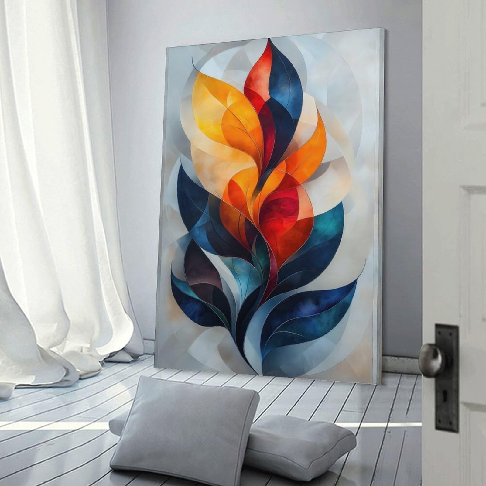 Junmoney Abstract Floral Art Canvas Wall Decor 20x30inch(50x75cm), for Lounge, Study, Hallway Or Flat Walls, Canvas Wall Art That Fits Changing Layouts