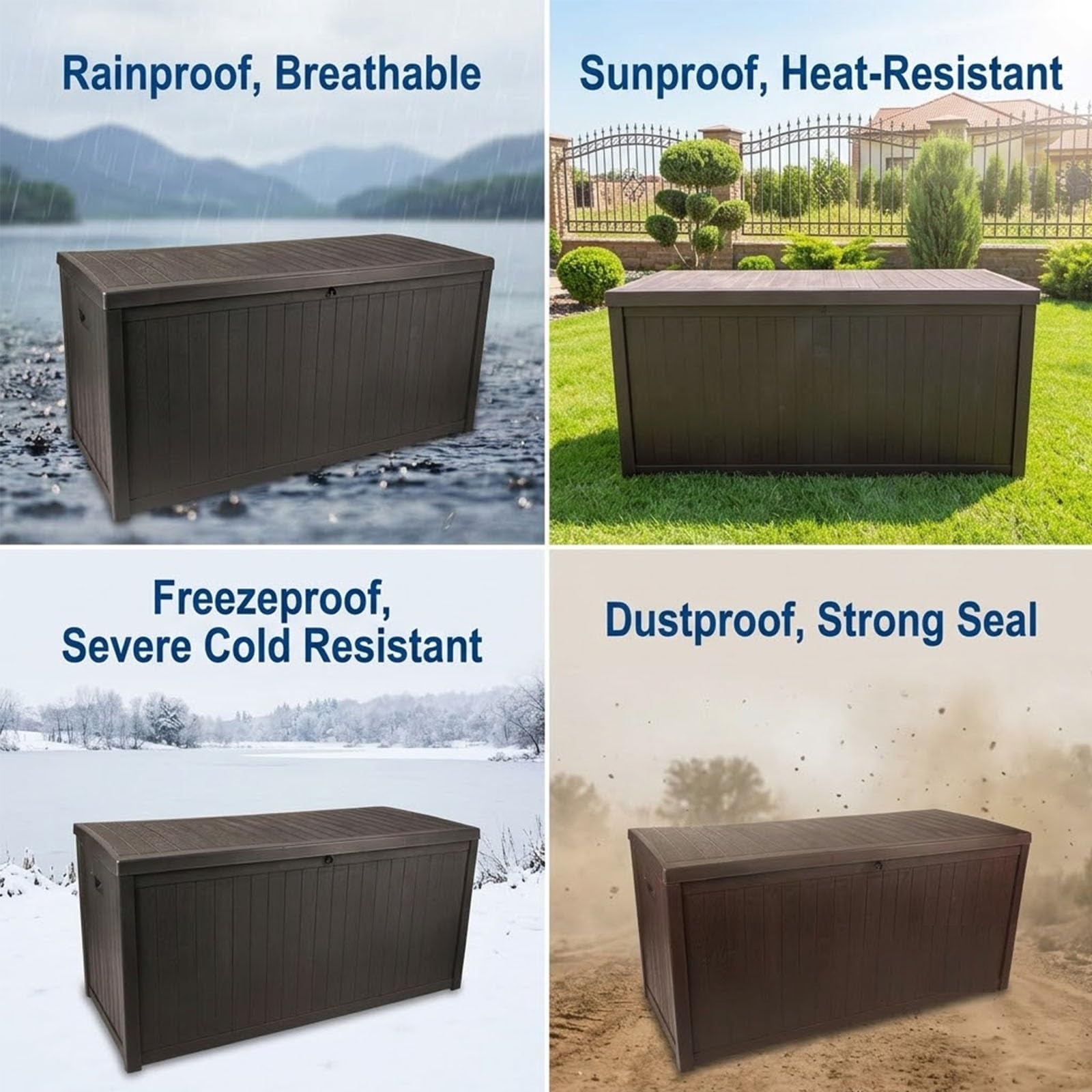Outdoor Waterproof Storage Box 104 Gallon Large Deck Boxs