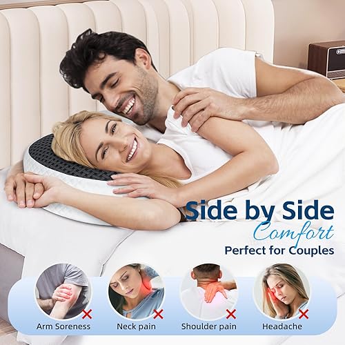 Miniatura 6 de HOMCA Almohada de espuma viscoelástica para acurrucarse con orificio para el brazo para aliviar la presión, almohada ergonómica para dormir de lado