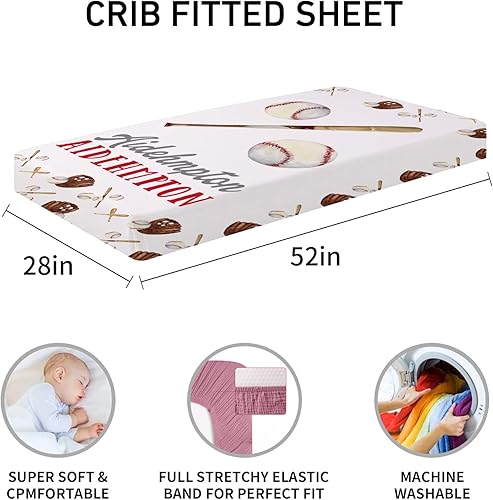 Miniatura 4 de Dyoart - Juego de ropa de cama personalizado para cuna juegos de cuna de béisbol para niñas y niños con nombre personalizado, juego de ropa de cama