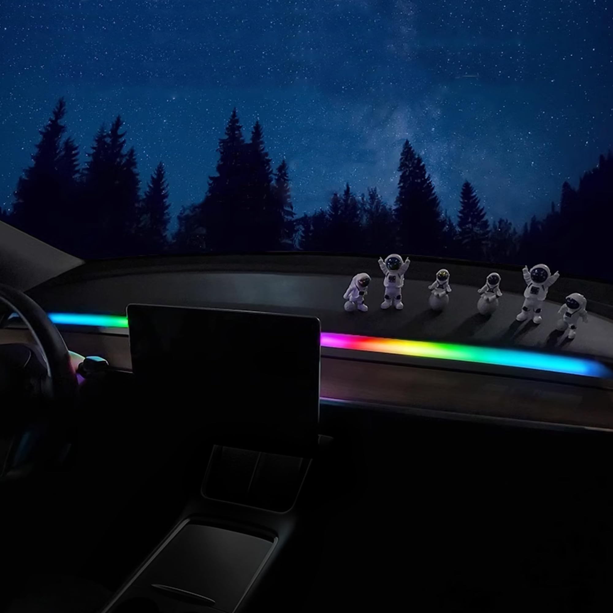Neon Lights for Tesla Model Y/3 Interior Ambient Light with Unique Atmosphere Lighting 128RGB LED Color (Dashboard)