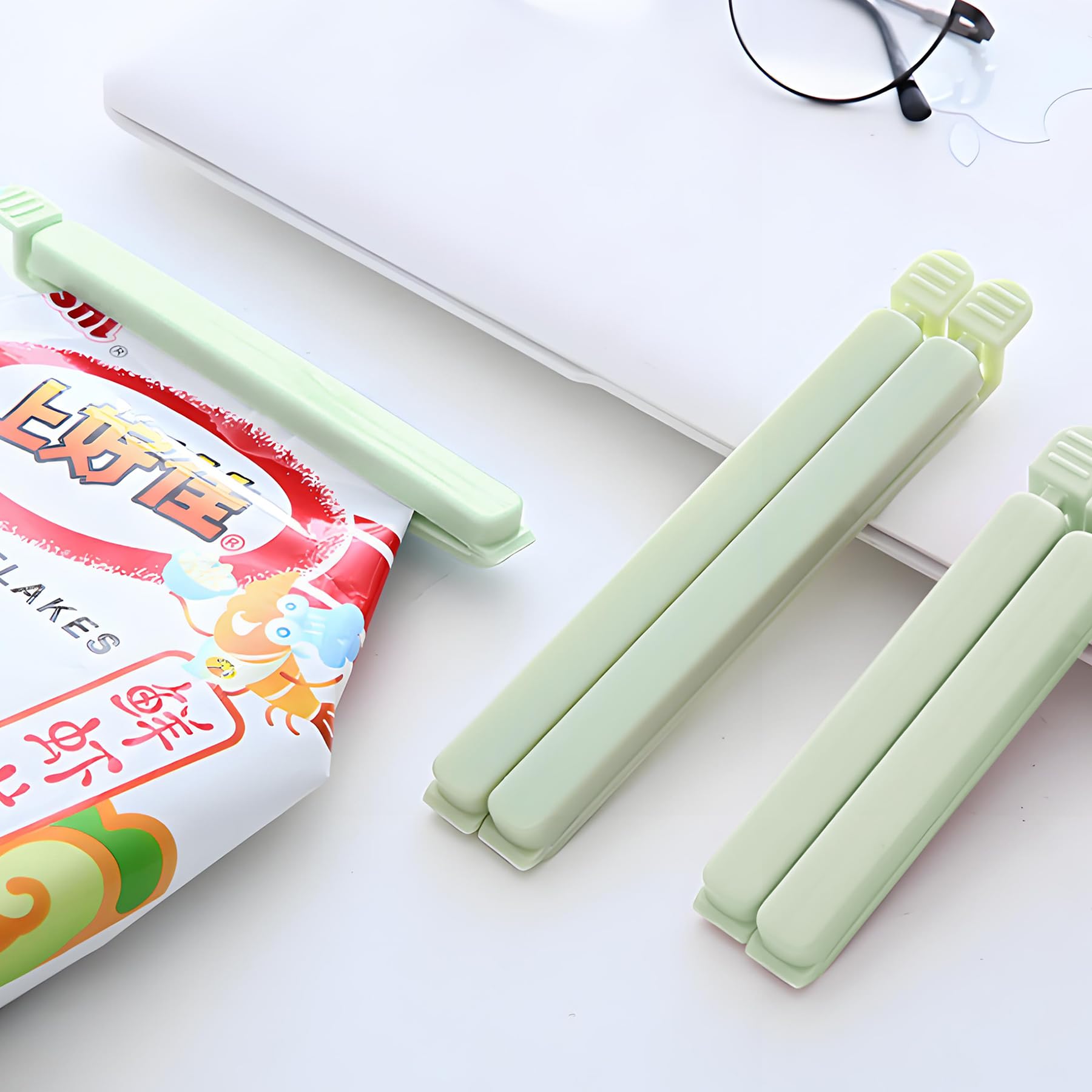Pinzas Para Cerrar Bolsas - Pack De 10 (5 De 12 Cm Y 5 De 15 Cm) - Plástico Reutilizable, Color Verde