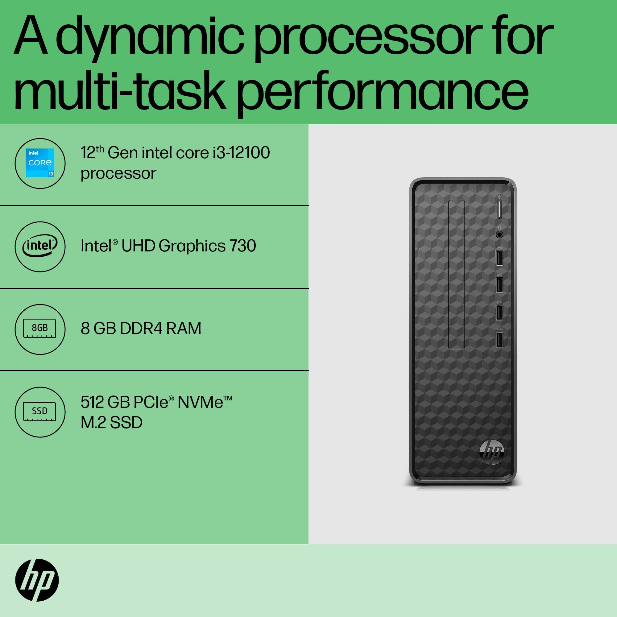 HP Slim Tower 12th Gen Intel Core i3-12100 Desktop (S01-pF2888in) HP Slim Tower 12th Gen Intel Core i3-12100 Desktop (S01-pF2888in)