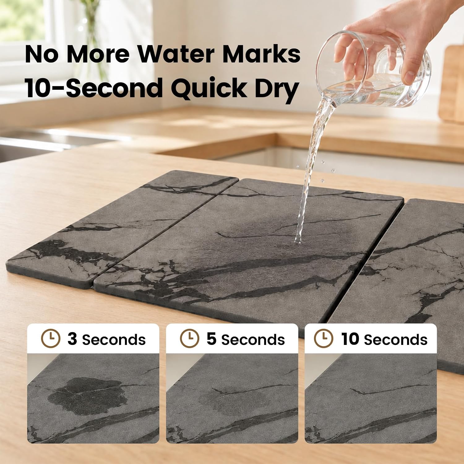 Newise Stone Drying Mat for Kitchen Counter, Quick Dry Stone Dishes Mats