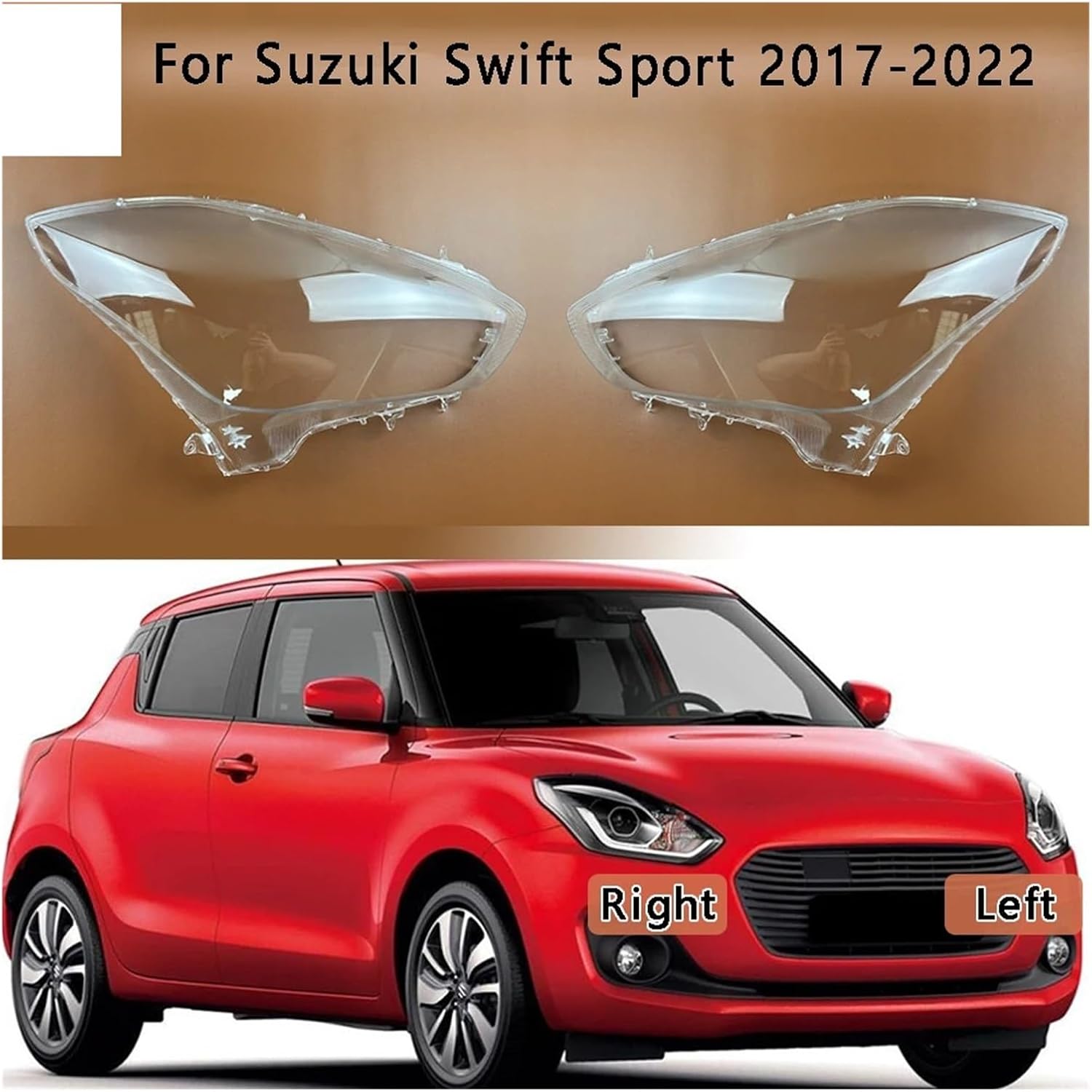 Car Head light Lens Cover Compatible For Suzuki for Swift Sport 2017-2022 Head lamp Cover Transparent Lamp Shade Head light Shell Lens ， Auto Replacement Parts(Right)