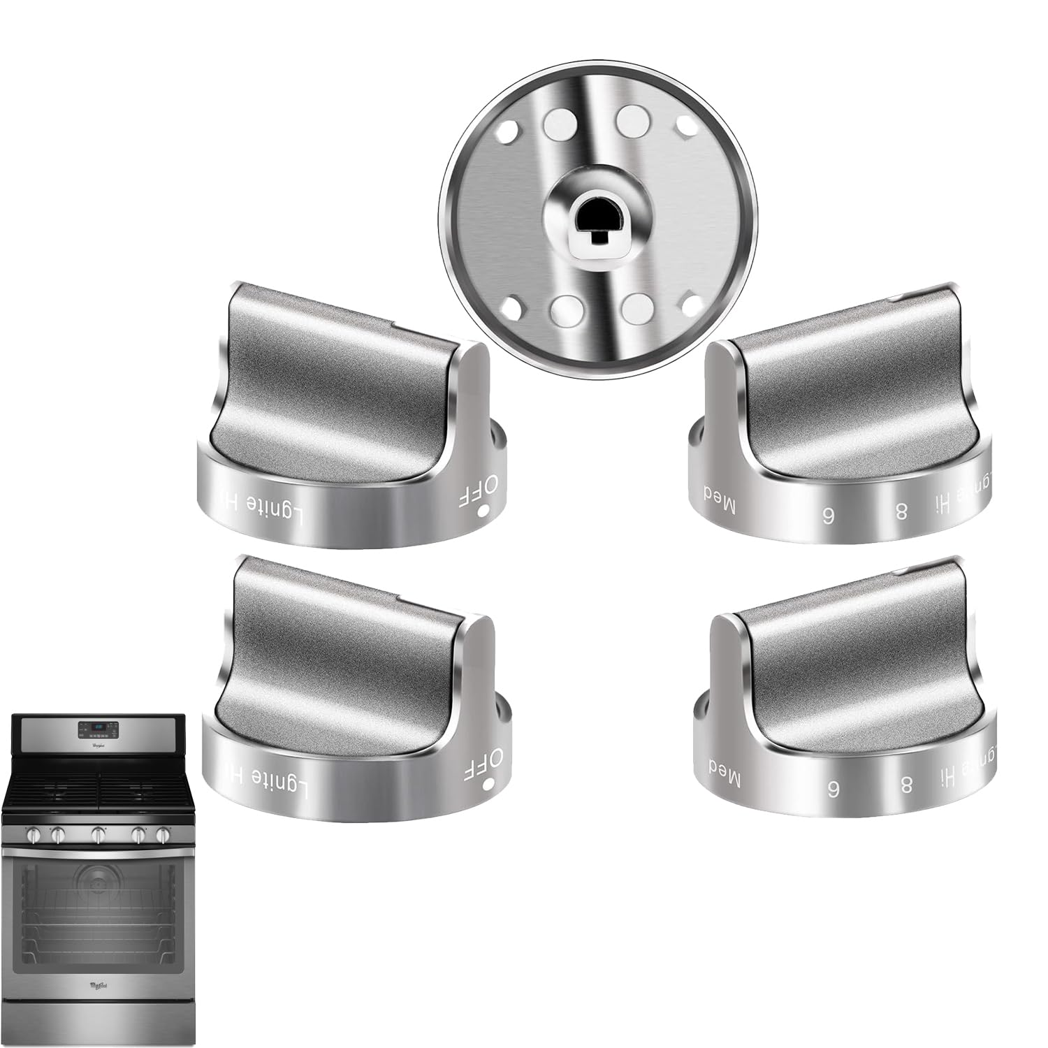 Bouton Whirlpool W10766544 de rechange pour cuisinière à gaz WFG540H0ES0 et modèle W10676228