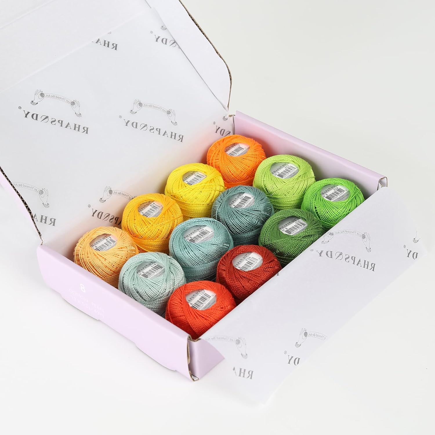 Rhapsody Perle #8 Cotton Size 8 Embroidery Thread12 Colors Egyptian Cotton 43 Yards for Sewing Crochet Quilting Embroidery Hand Knitting Craft Needlework (Set Courtyard Garden)