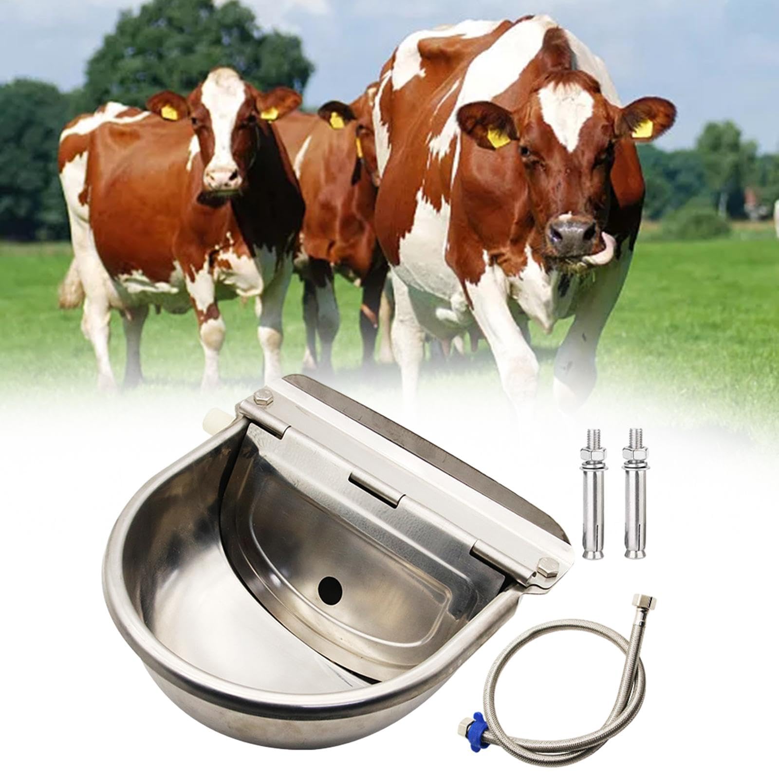 Abbeveratoio Automatico Robusto per Pecore Ciotola d'Acqua per Cani Suini Fornitura Idrica Adatto a Animali di Cortile Agricoltura, Nessun Foro con Tubo