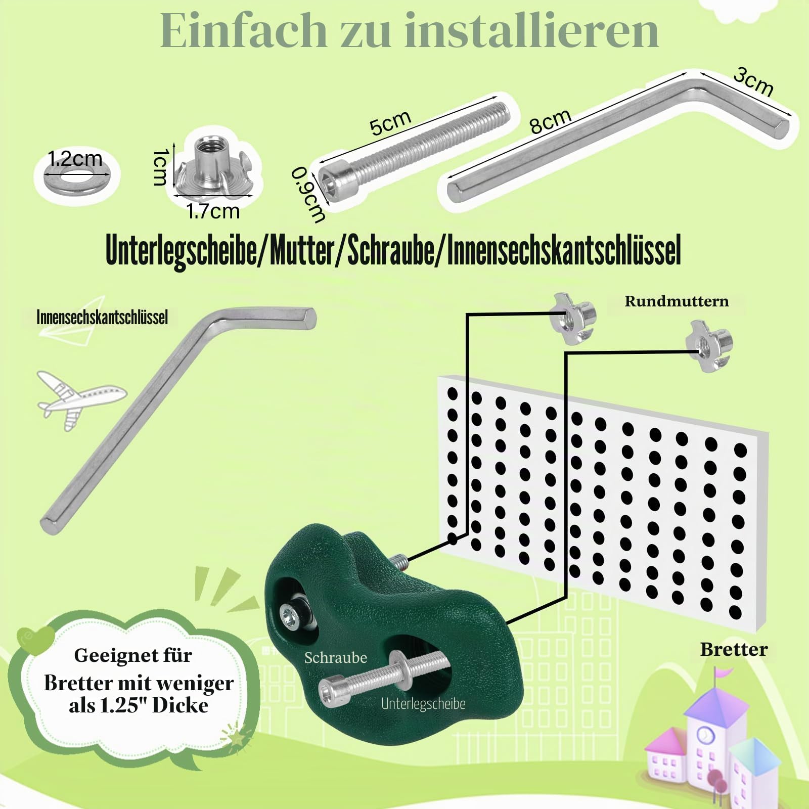 10 Stück Klettergriffe Kinder Outdoor - Klettersteine | Kletterwand Griffe Für Spielturm, Rock Wall Climbing Holds für Spielplatz Spielset Zubehör Set Indoor und Outdoor