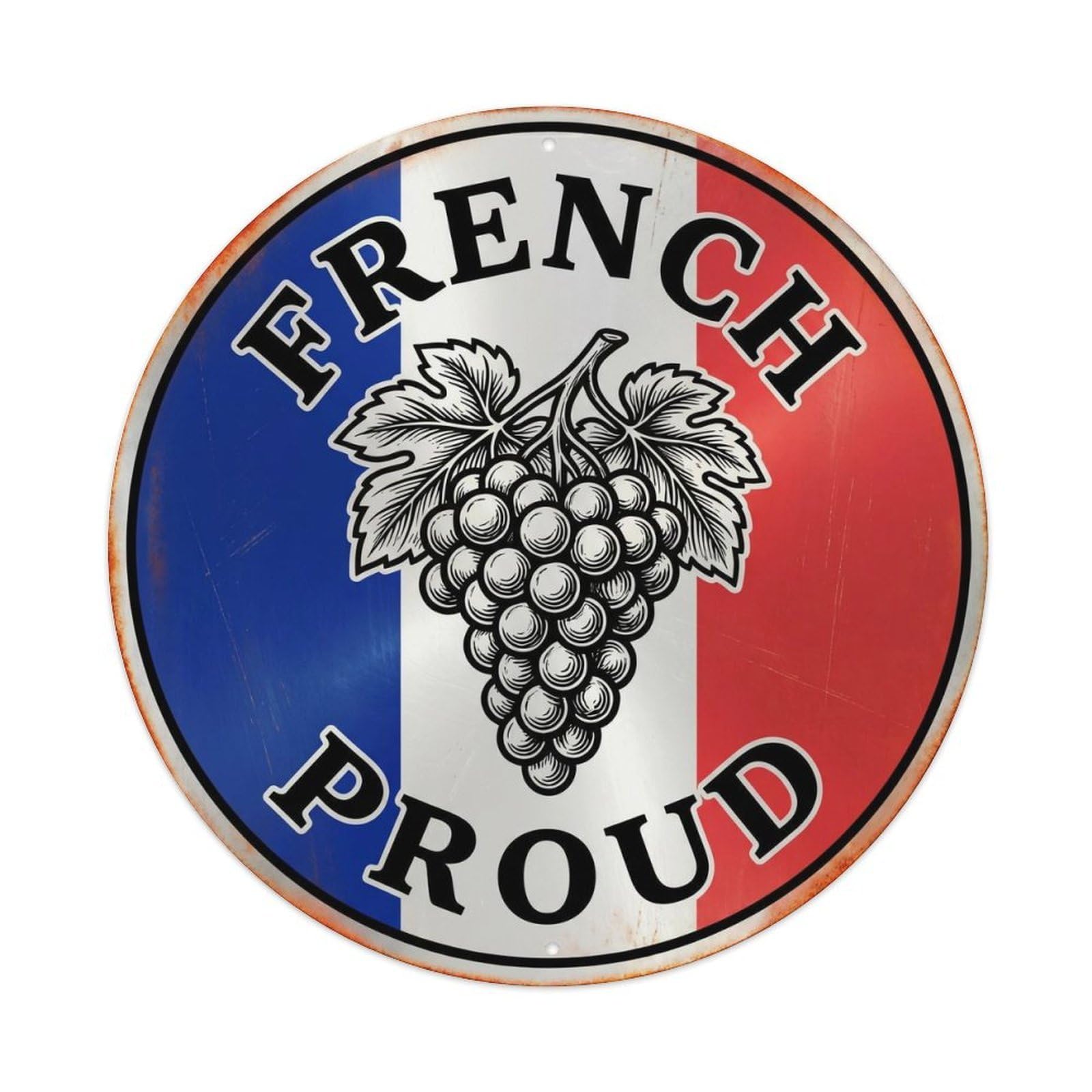 Olhnbad Style French Proud Grape Botanical Heritage Emblem Metal Tin Sign