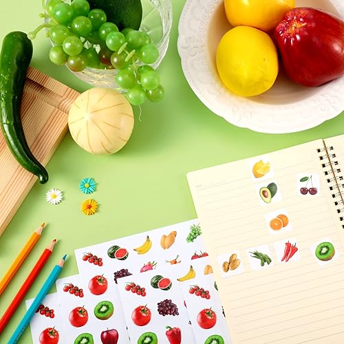 Miniatura 3 de 600 calcomanías de frutas y verduras para niños, frutas, verduras, fotos, calcomanías de jardín, calcomanías realistas de alimentos, frutas,
