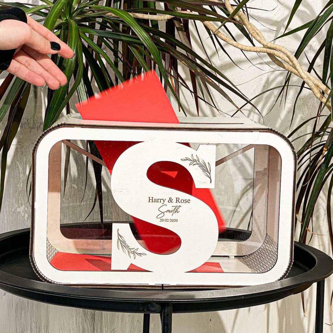 Caja de madera para Tarjetas de Boda personalizada - Caja de Tarjeta de Boda Buzón de Sobres - Caja de Madera para Sobres de Boda