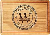 Personalized Bamboo Cutting Board - Custom Engraved Wedding Gift, Bridal Shower Couples Present, Monogram Charcuterie Board for Anniversaries