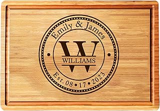 Personalized Cutting Board Wedding Gift - Custom Wood Wedding Registry Gift, Personalized Bridal Shower Gifts for the Couple, Engraved Charcuterie Board, 50th Anniversary Monogram Cutting Board