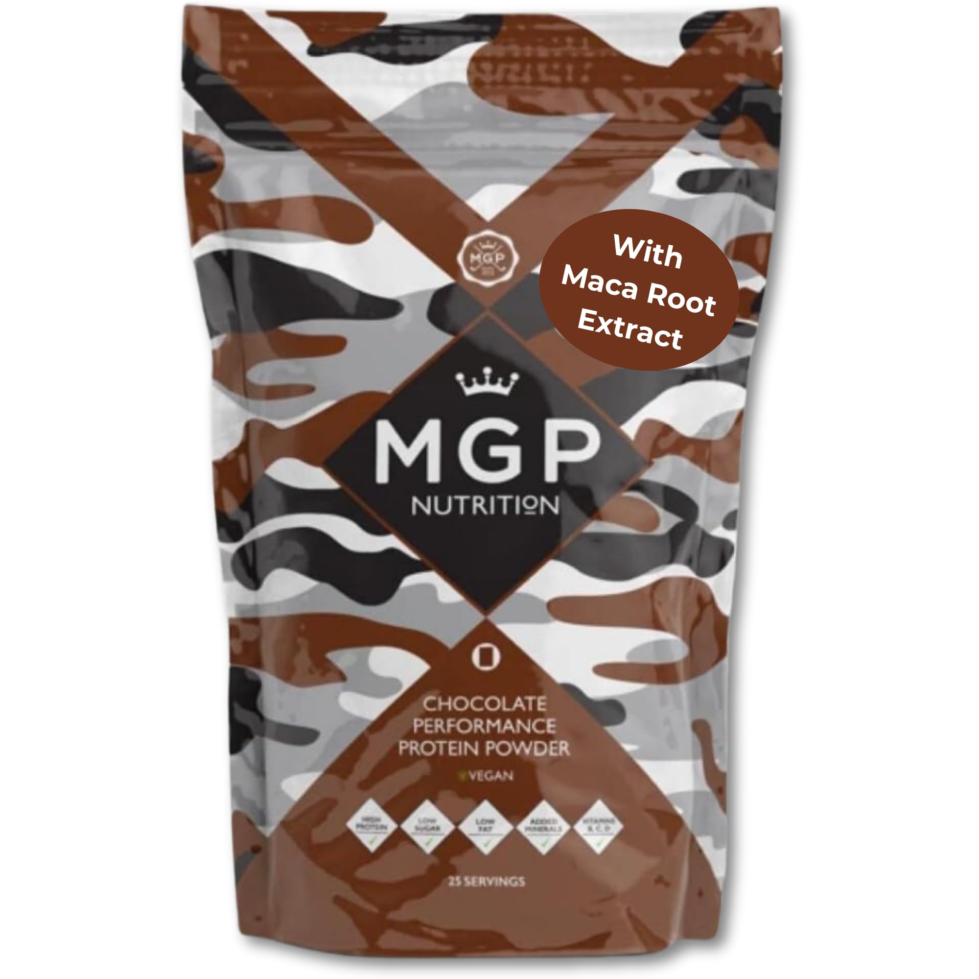 MGP Vegan Pea Protein Powder with Maca Root Extract, 20g Protein per Serving, Low Fat Plant Based Superfoods Blend Protein Shake with Vitamins and Minerals, Zero Added Sugar, Chocolate, 825gms