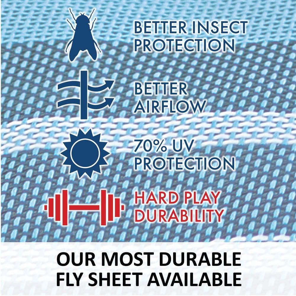 Schneiders Adjusta-Fit Dura-Mesh II Striped Horse Fly Sheets | Heavy-Duty Protection | Reflective & SilverTek Technology | 70% UV Guard