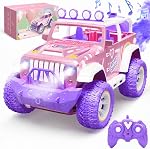 DEERC Jeep RC Car W/Spray Function, Remote Control Car W/Fog Mist, 1:16 Off-Road Truck W/ 2 Batteries, LED Lights& Sound, 50+ Min Play, 2.4Ghz All Terrain SUV Electric Vehicle Toy for Boys Adults