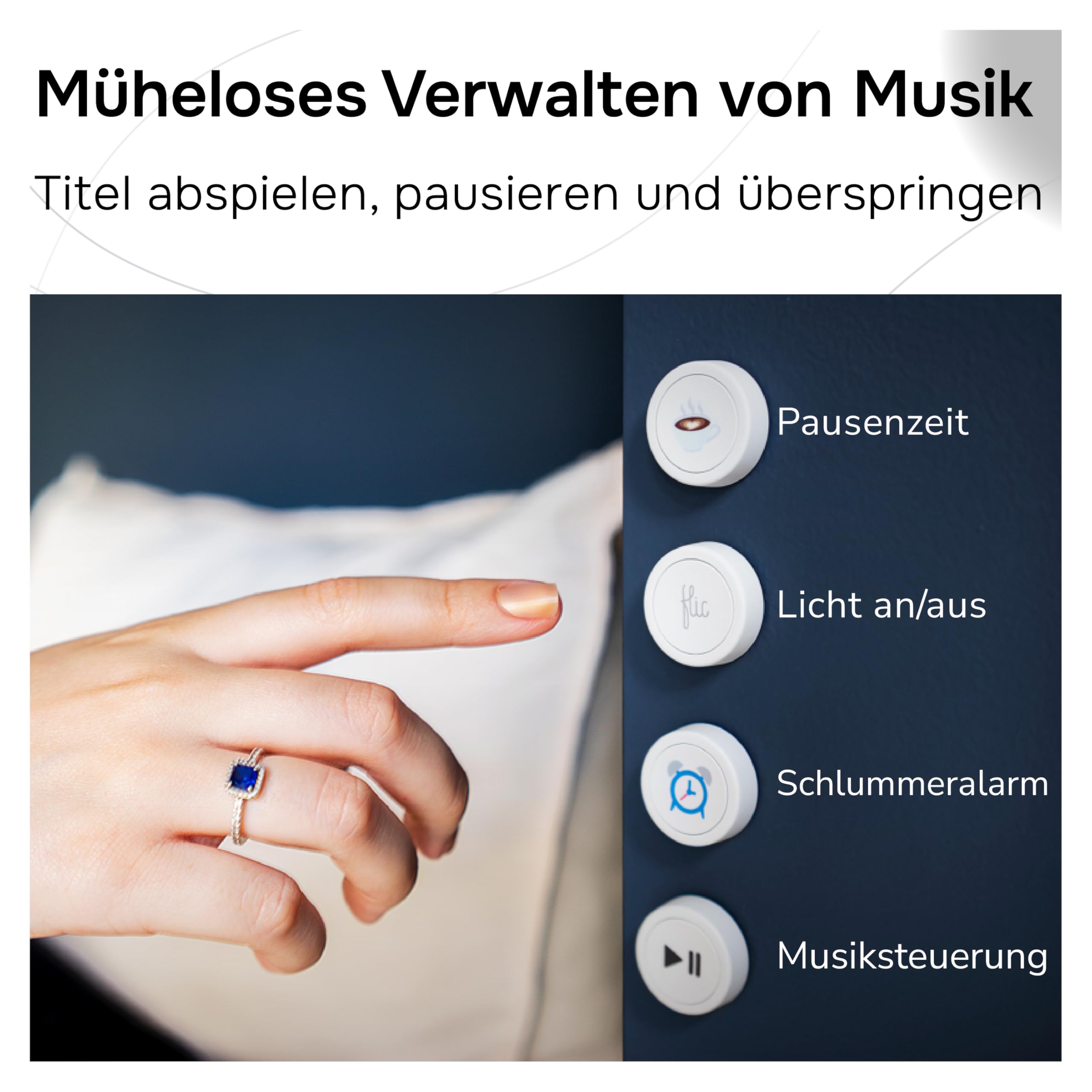 Flic 2 Smart Button - 1er-Pack Flic 2 Tasten - Smart Home Control Buttons – funktioniert mit Hue, LIFX, IKEA Trådfri, Sonos, Spotify, IFTTT und vieles mehr weiß