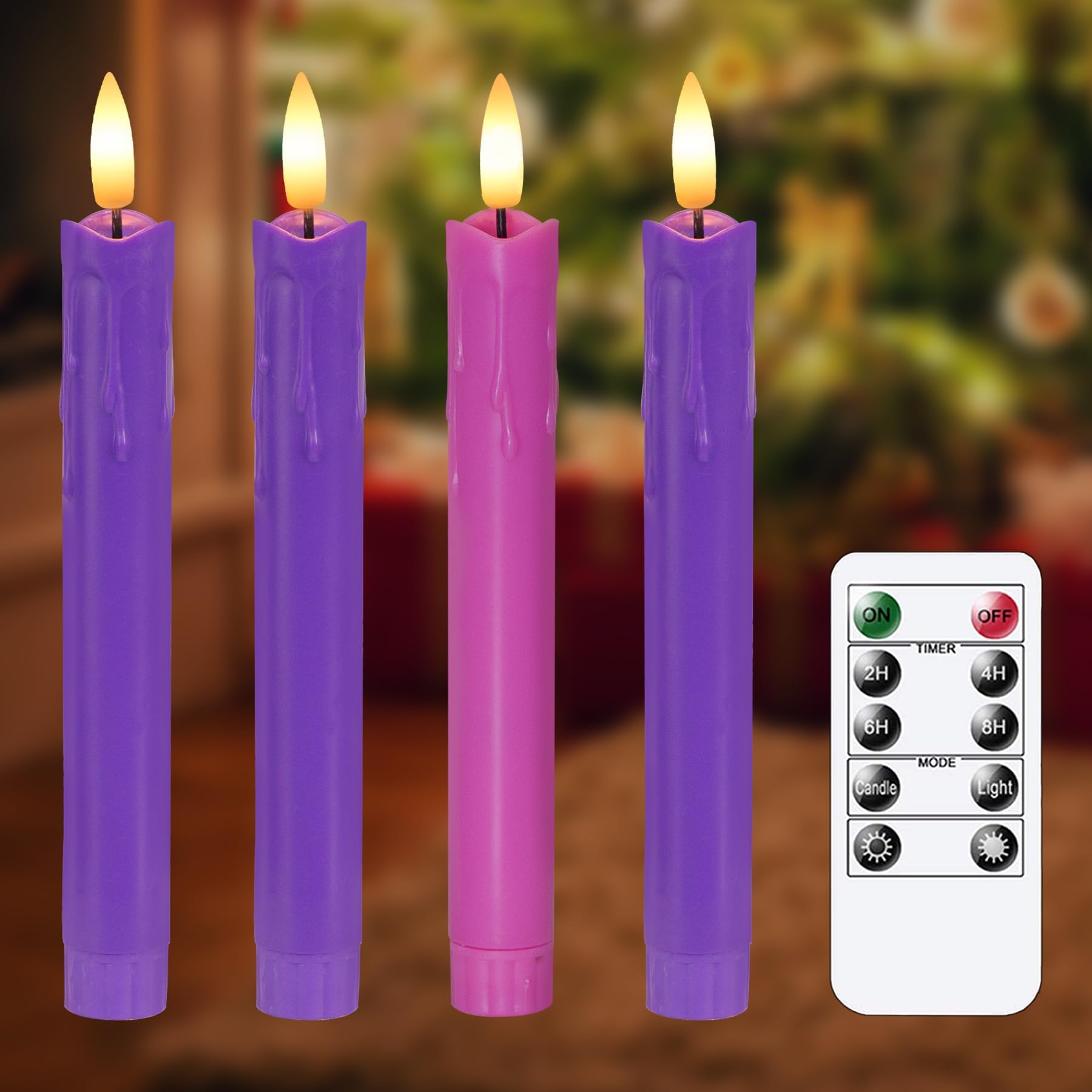 Vtobay Flameless LED Remote Advent Taper Candles with
