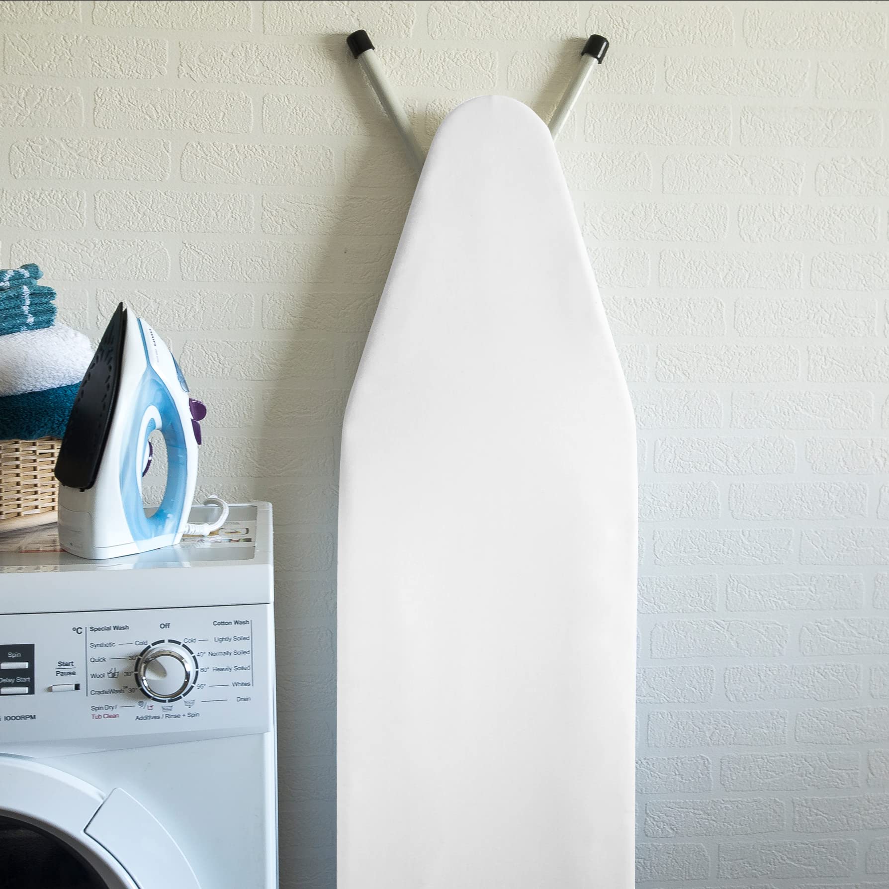 Encasa XO Mini Ironing Board Cover with Extra Thick Pad, Plain Colors, Elasticated, (Fits Standard Large Boards of 125x39 cm) Heat Reflective - Grey — view 25