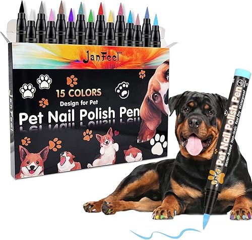 Bolígrafos de esmalte de uñas para perro, 15 colores, juego de esmaltes de uñas para mascotas, secado rápido, seguro para mascotas, esmalte de uñas