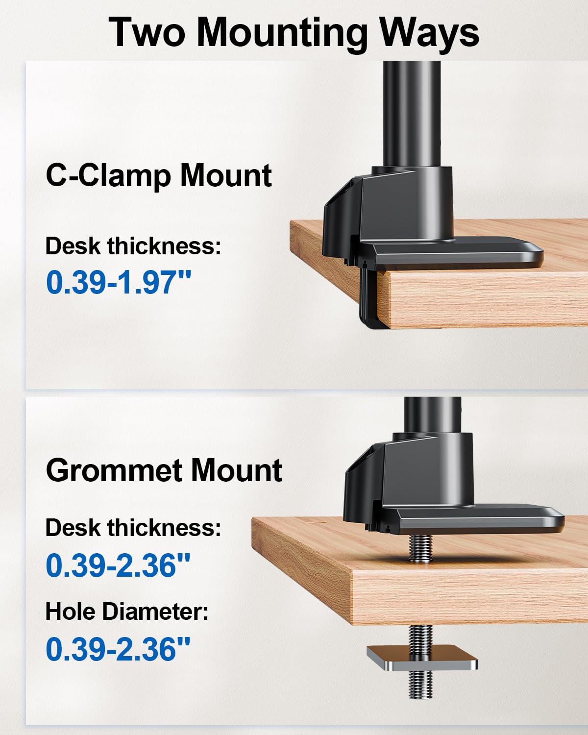 Support de moniteur simple et robuste pour écran ultra large de 49" max de 4,4 à 20 kg, bras de moniteur de qualité supérieure pour Samsung Odyssey G9 et plus encore, support de bureau