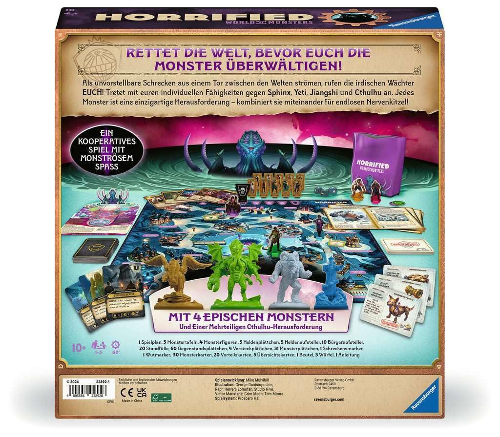 Ravensburger 22892 - Horrified : World of Monsters - Jeu de plateau coopératif et immersif pour tous les joueurs de 10 ans et plus, pour les soirées entre amis ou en famille, pour 1 à 5 fans horrifiés