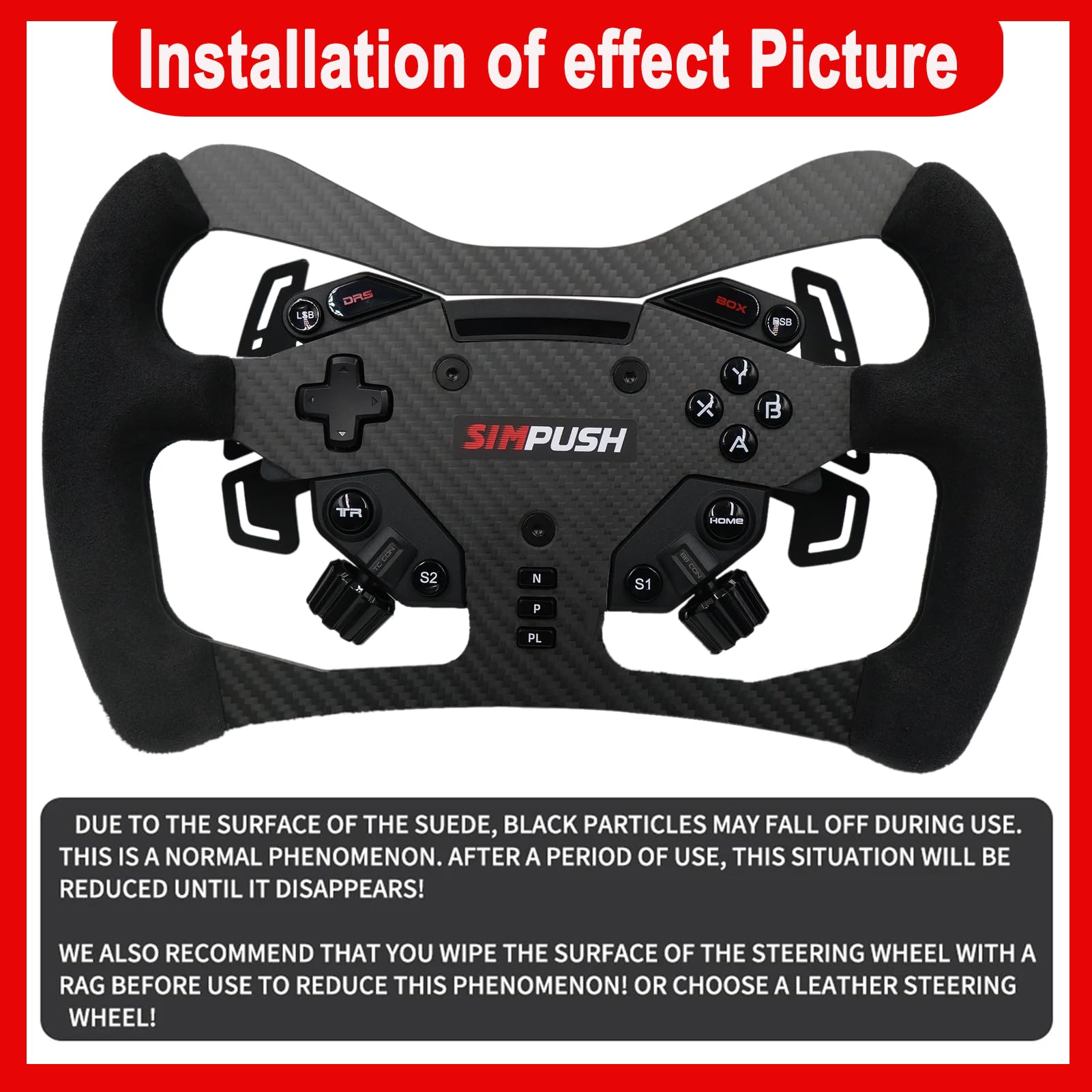 Formula F1 Racing Sim Wheel Mod GT3 GT4 For PXN VD4/VD6 Bundle WAS Direct Drive Racing Wheel;Supper lightweight Original Carbon Fiber Suede For PXN 4 Nm/6 Nm Servo Motor Base Steering