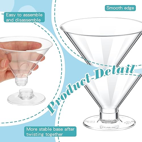 Miniatura 3 de Sliner 200 vasos de plástico de margarita desechables para Martini y palillos de cóctel de perlas de 5 oz/6 onzas, palillos de dientes de cóctel