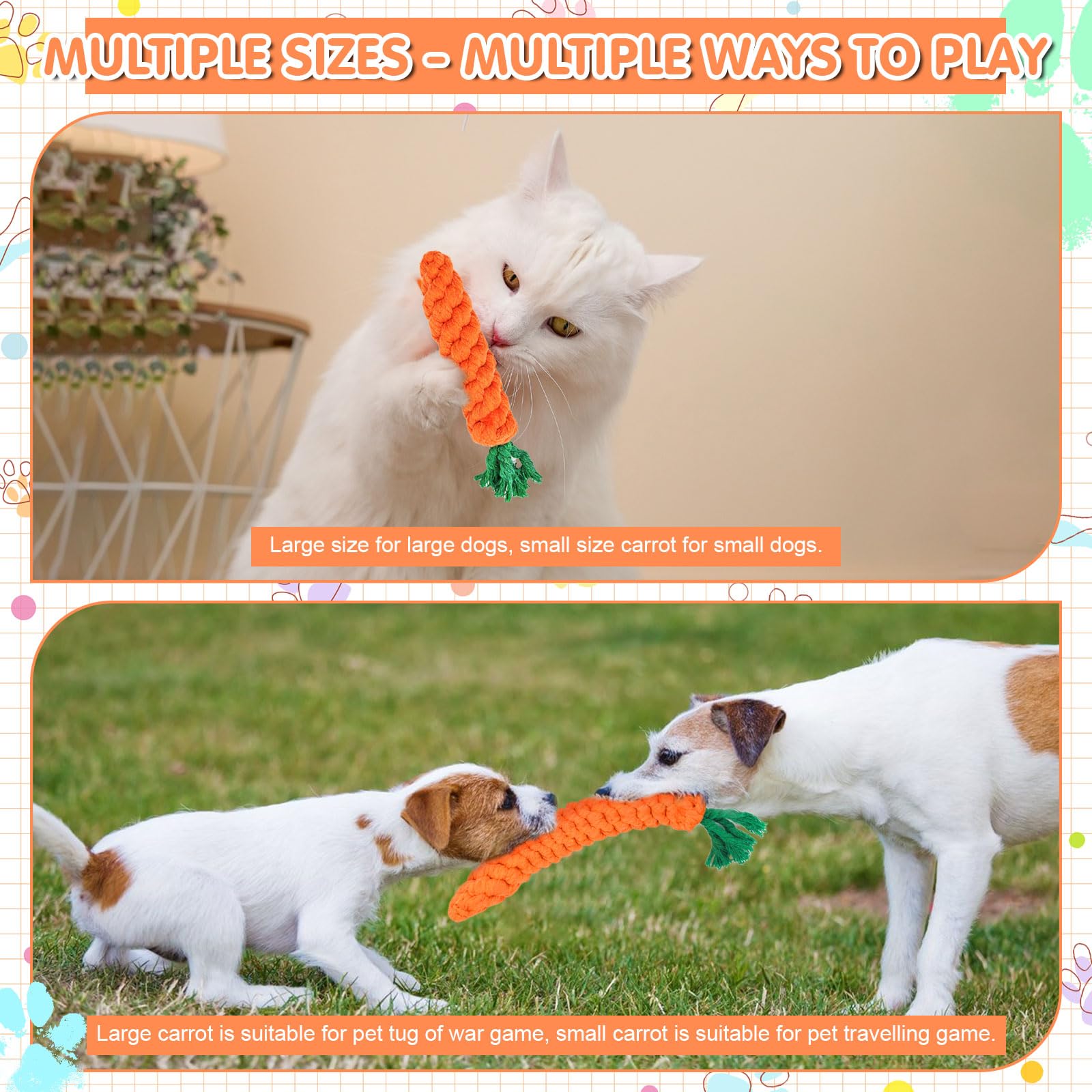 2 Stck Hundespielzeug Karotte  Geflochtenes Kauspielzeug Fr Welpen &  Hunde, Zahnreinigung & Interaktives Spielen, 22 Cm