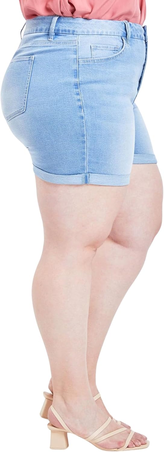 Royalty for Me Women's Plus Size High Rise Curvy Exposed Button Fly Cuffed Shorts - Image 2