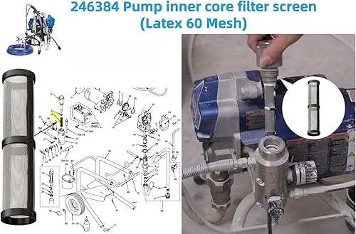 Miniatura 6 de 246385 287032 246384 Juego de pantalla de filtro de pulverización sin aire (3+4+5pk) Filtro de tubo de succión Bomba de pulverización Núcleo interno