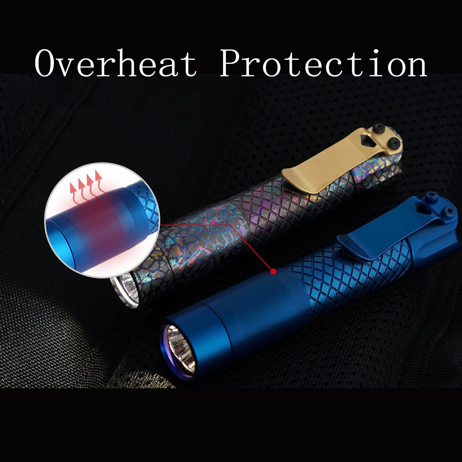 MecArmy PS14 Super Bright Tactical Flashlight, Rechargeable, Dual Color Temperature, IPX8 Water-Resistant, 1200 Lumens XPL-HD LED, 5 Light Modes for Camping and Hiking (Titanium, Sandblasted)