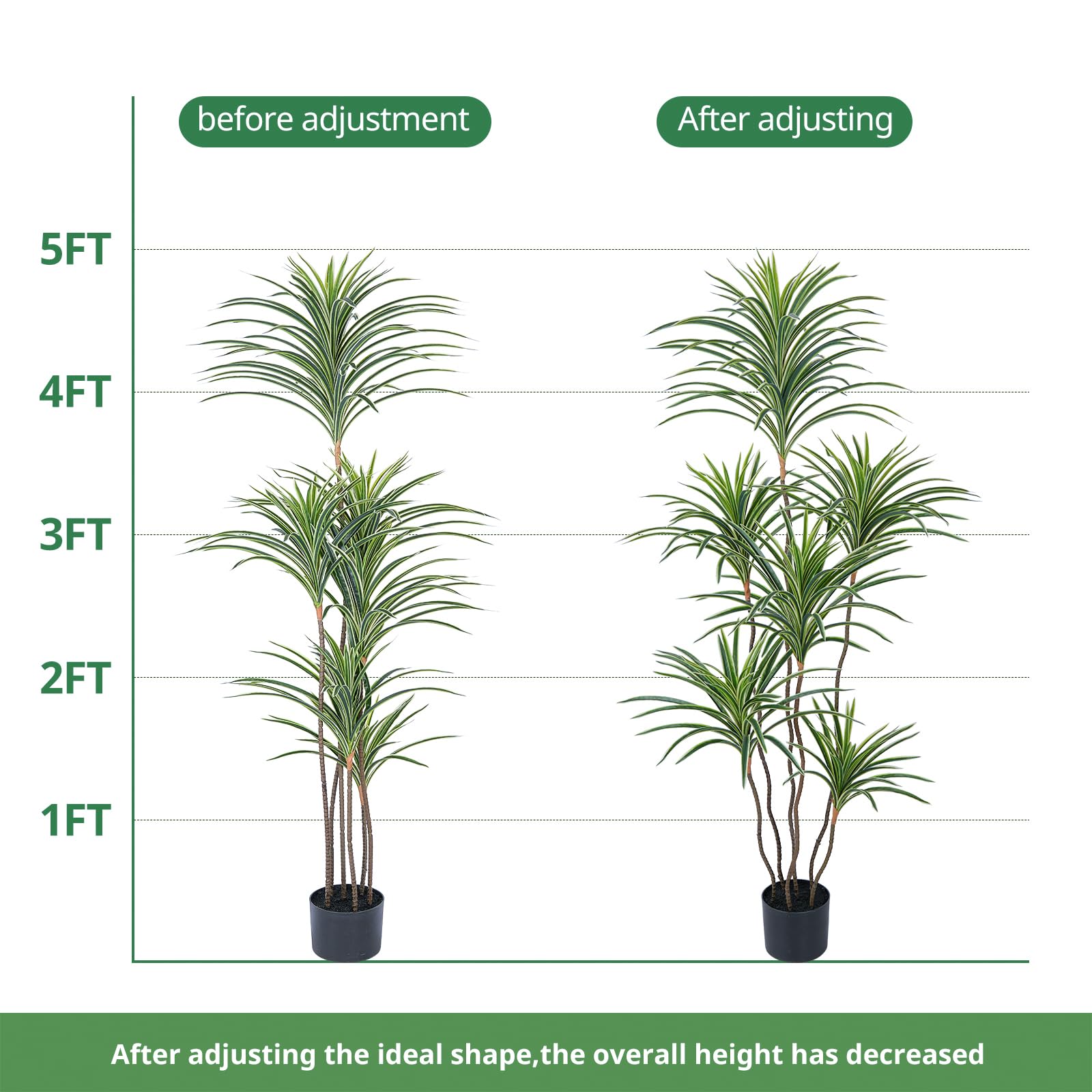Amazon.com: Yepdin Artificial Dracaena Plants Indoor, 5 ft Faux